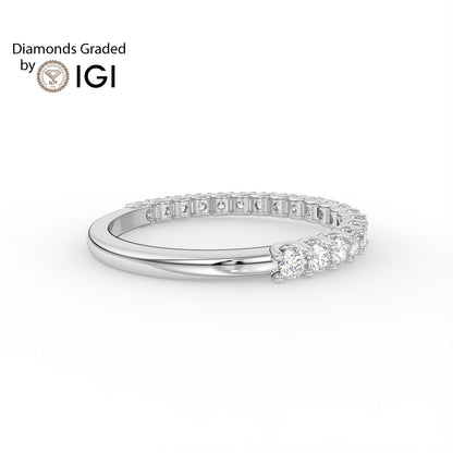 1 ct Round Three Quarter Eternity Lab Diamond Wedding Ring - E/VVS 14K Gold