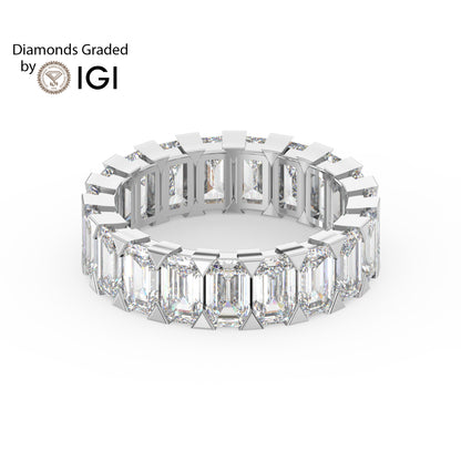 4.8ct Emerald Cut Lab Diamond Eternity Wedding Ring - E/VVS 18K Gold