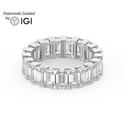 4.8ct Emerald Cut Lab Diamond Eternity Wedding Ring - E/VVS 14K Gold