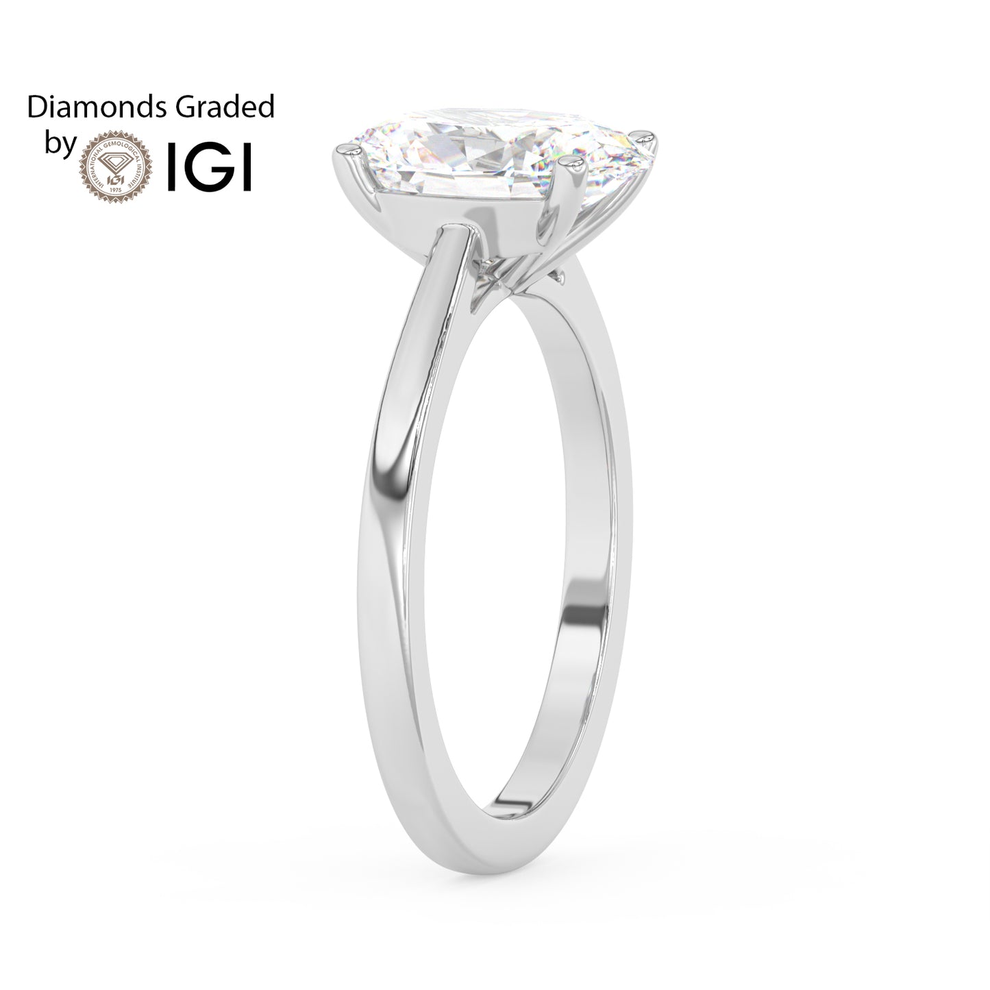 4ct Oval Lab Diamond Solitaire Engagement Ring - E/VVS 18K Gold