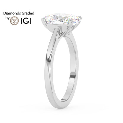 4ct Oval Lab Diamond Solitaire Engagement Ring - E/VVS 18K Gold