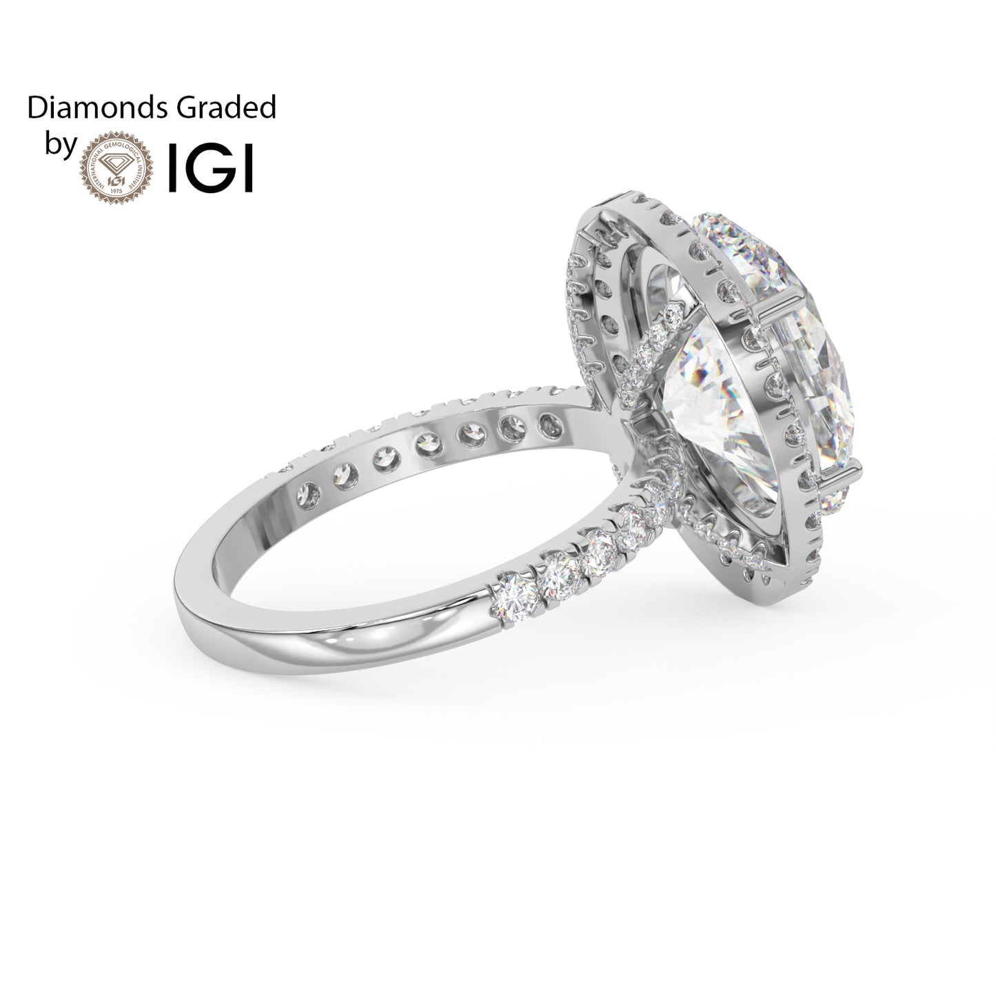 3ct Oval Lab Diamond Halo Engagement Ring - E/VVS Platinum