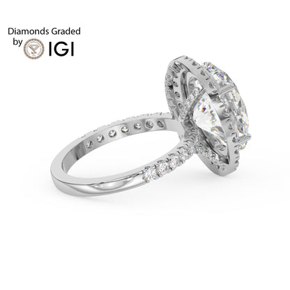 3ct Oval Lab Diamond Halo Engagement Ring - E/VVS Platinum