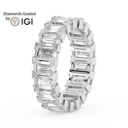 4.8ct Emerald Cut Lab Diamond Eternity Wedding Ring - E/VVS 18K Gold