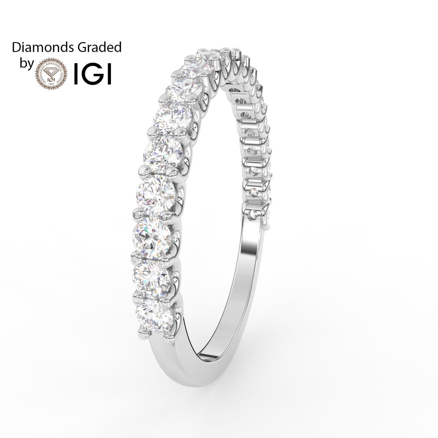 1 ct Round Three Quarter Eternity Lab Diamond Wedding Ring - E/VVS 14K Gold