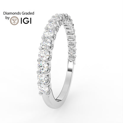 1 ct Round Three Quarter Eternity Lab Diamond Wedding Ring - E/VVS 14K Gold