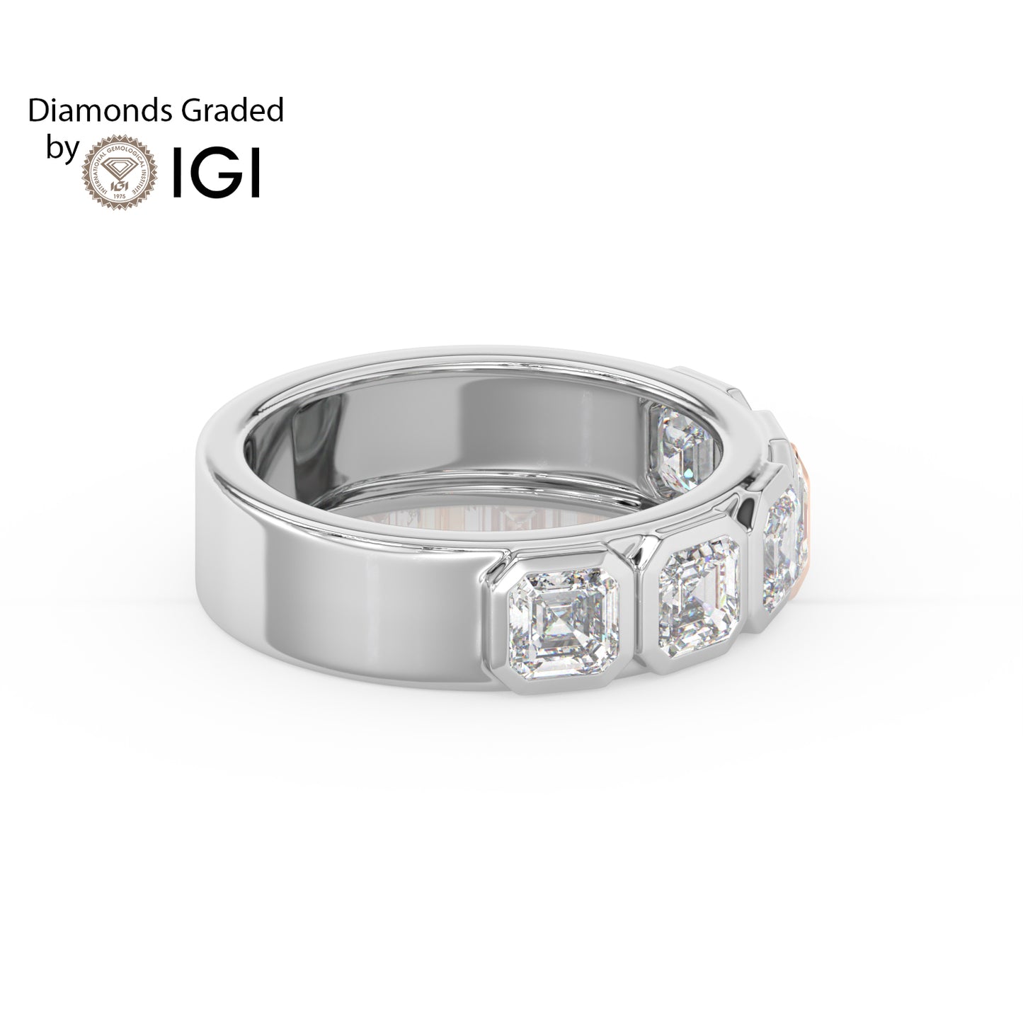 2ct Asscher Cut Five-Stone Lab Diamond Men’s Ring - E/VVS Platinum