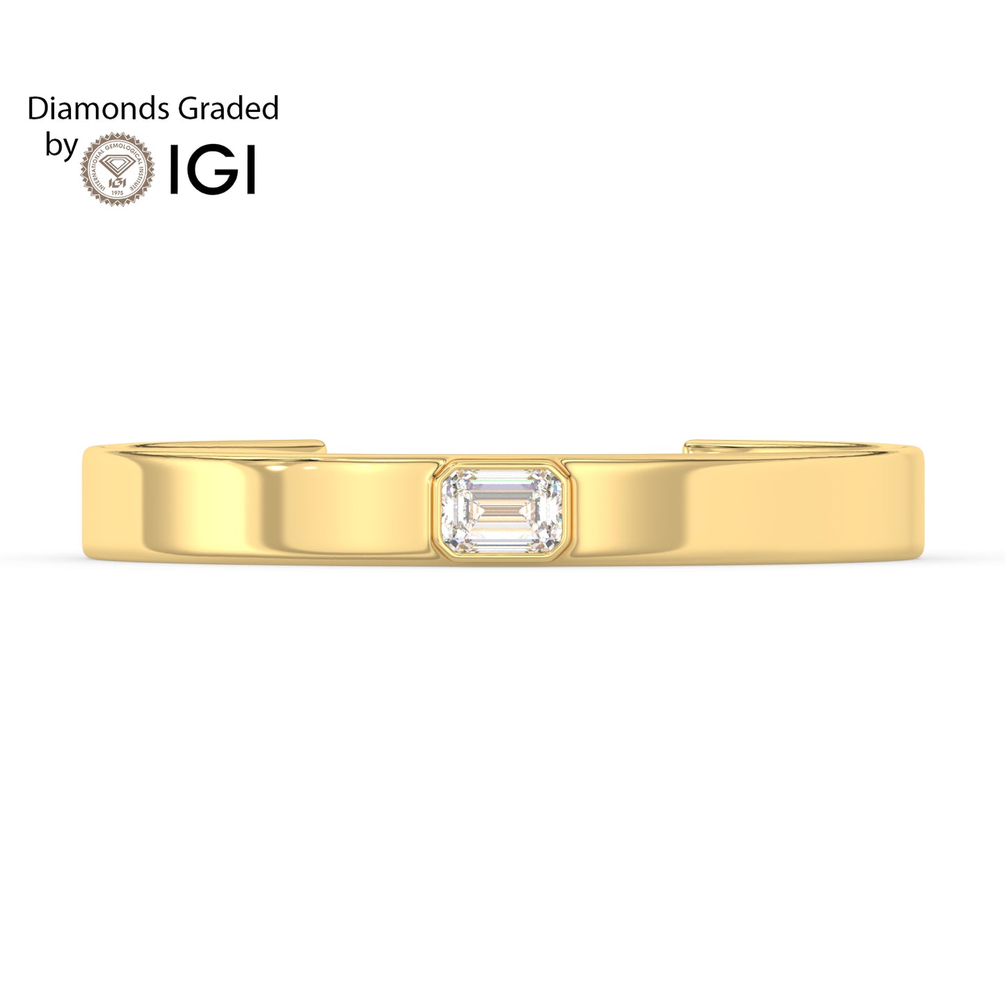 3ct Emerald Lab Diamond Cuff Bracelet E/VVS 18K Gold
