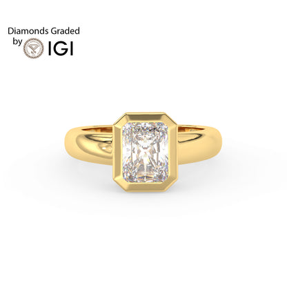 2ct Radiant Bezel Set Lab Diamond Men’s Wedding Ring - E/VVS 18K Gold