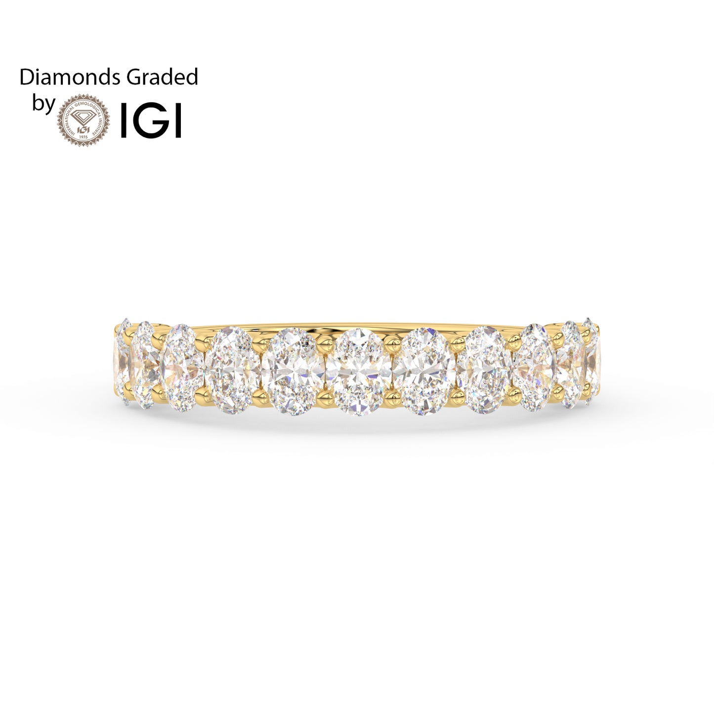 2.8ct Oval Lab Diamond Half Eternity Wedding Ring - E/VVS 14K Gold