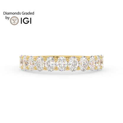 2.8ct Oval Lab Diamond Half Eternity Wedding Ring - E/VVS 14K Gold