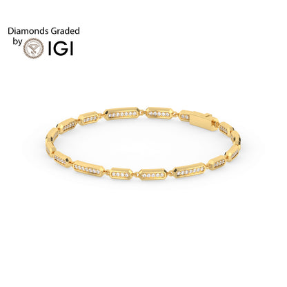 2ct Round Pavé-Set Octagon Lab Diamond Tennis Bracelet E/VVS 18K Gold