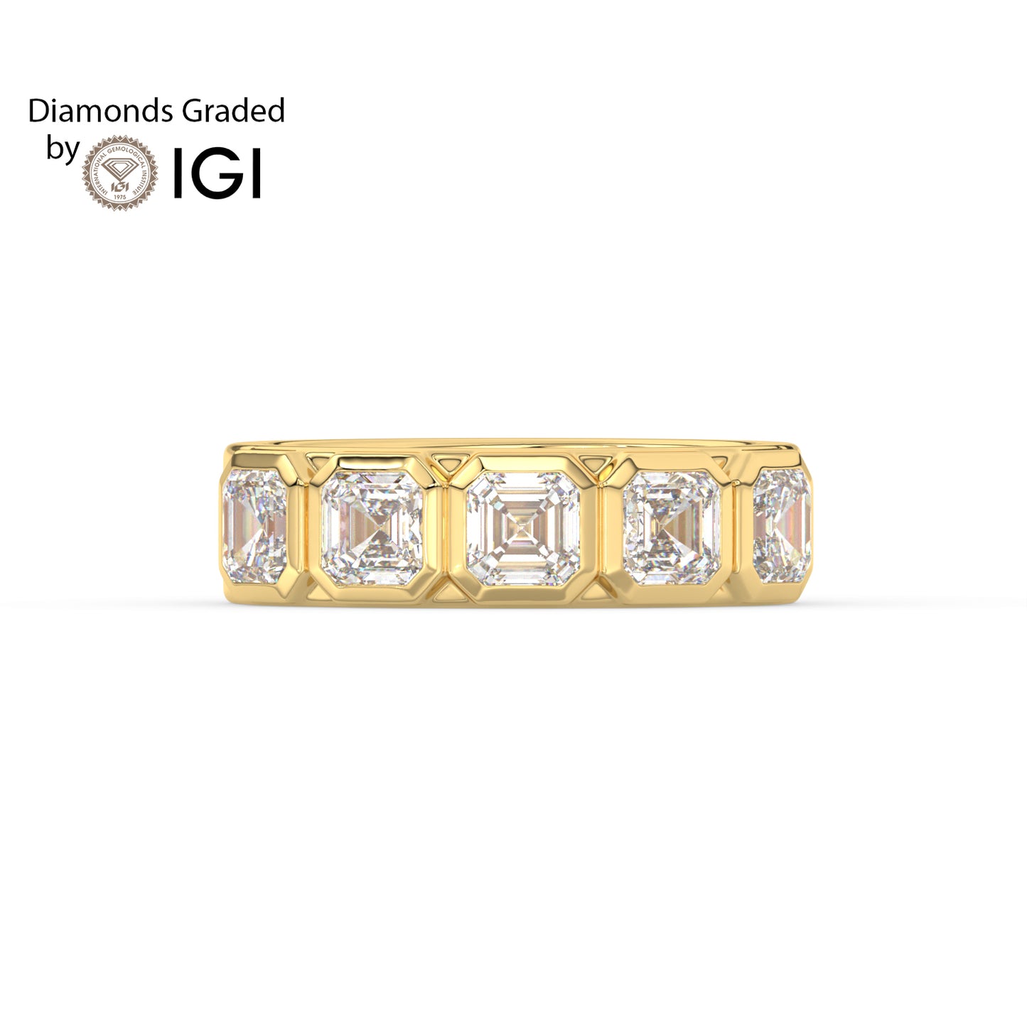 2ct Asscher Cut Five-Stone Lab Diamond Men’s Ring - E/VVS 18K Gold