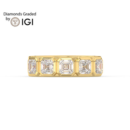 2ct Asscher Cut Five-Stone Lab Diamond Men’s Ring - E/VVS 18K Gold