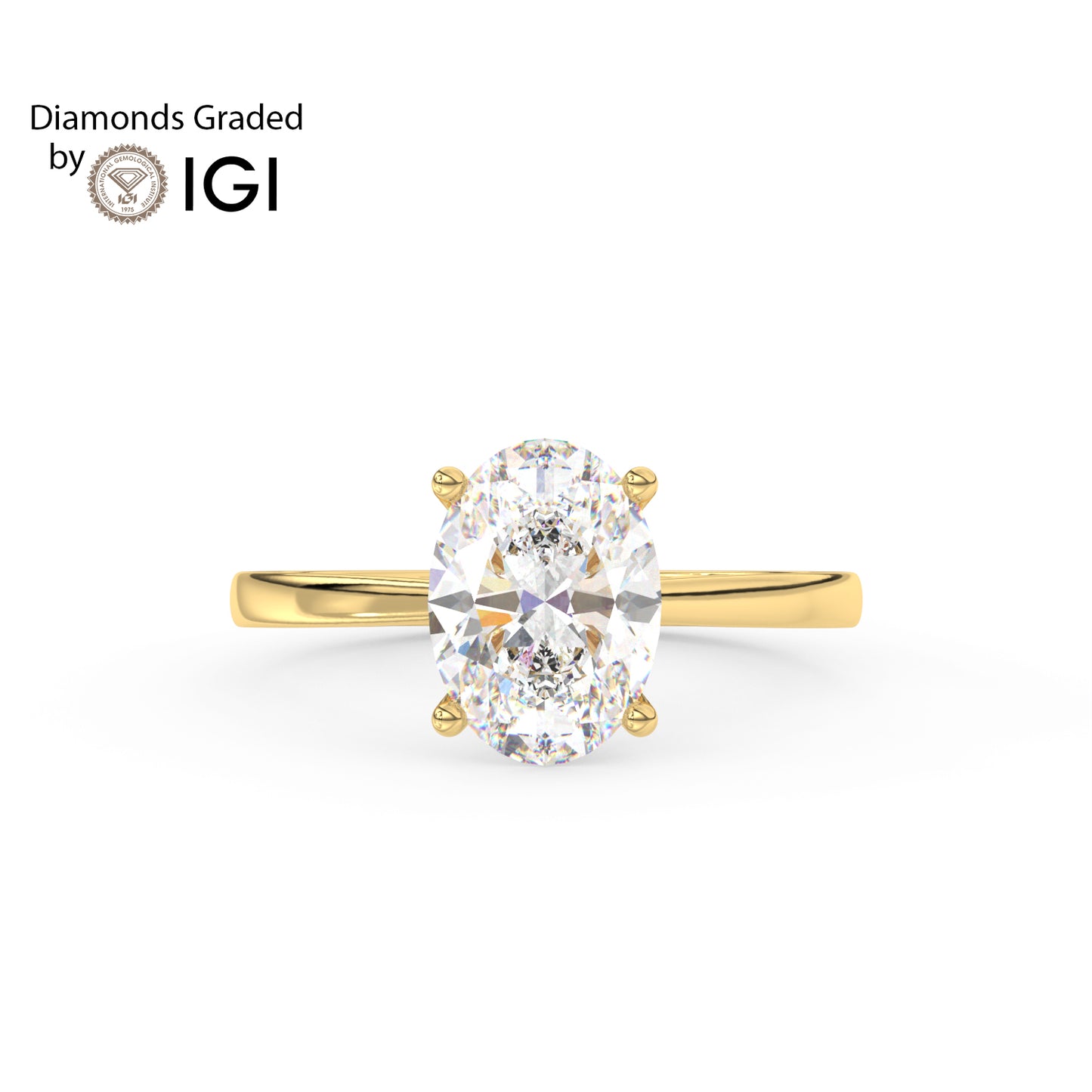 4ct Oval Lab Diamond Solitaire Engagement Ring - E/VVS 18K Gold