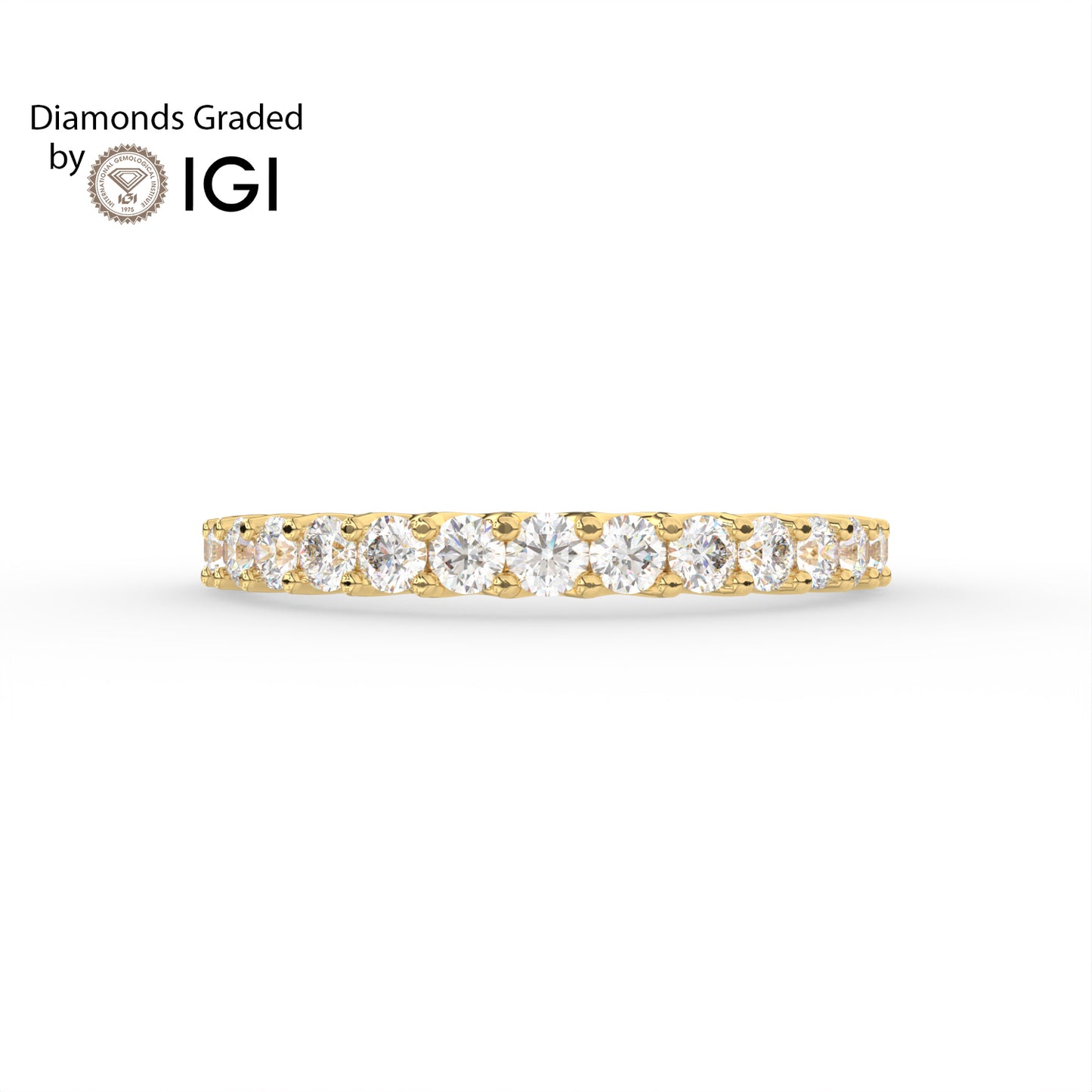 1 ct Round Three Quarter Eternity Lab Diamond Wedding Ring - E/VVS 14K Gold