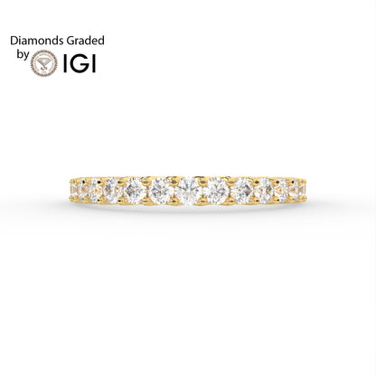 1 ct Round Three Quarter Eternity Lab Diamond Wedding Ring - E/VVS 14K Gold